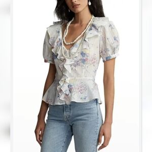 Polo Ralph Lauren Ryle Floral-Print Ruffle-Trim Blouse